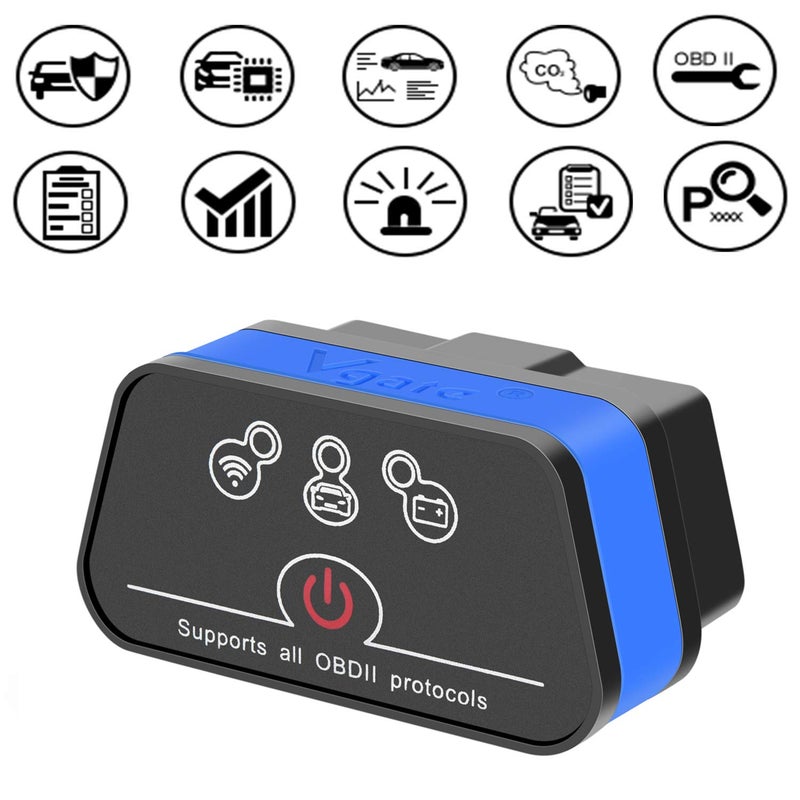Vgate iCar2 OBD2 Scanner Scan Tools Interface Wi-Fi Adapter Check Engine Light Car Diagnostic Tool for iOS & Android Auto Sleep (Blue) - Image 4
